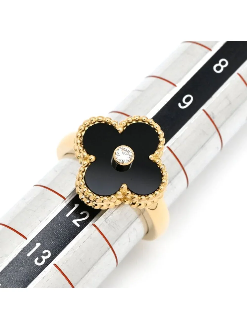 Van Cleef & Arpels Ring Vintage Alhambra Black Yellow Gold 51 Diamond Onyx